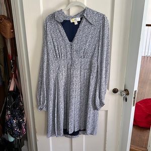 Blue patterned work dress